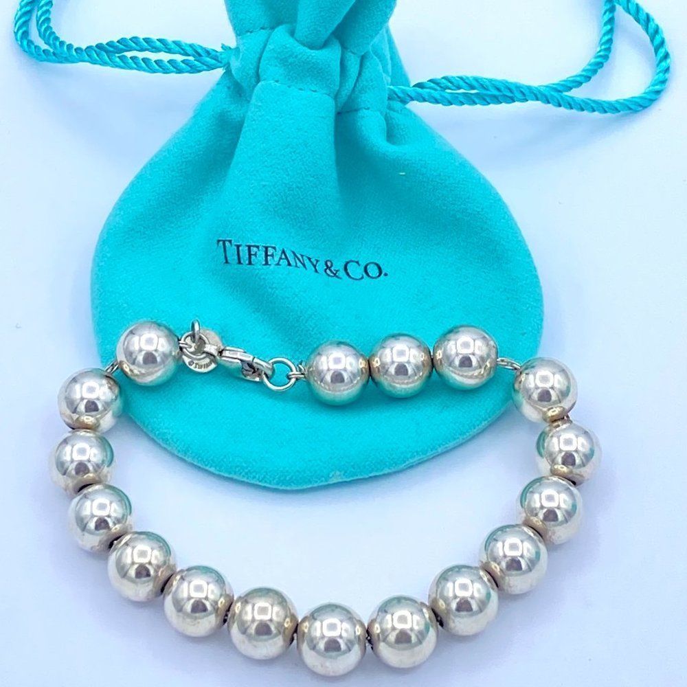 Tiffany & Co. Sterling Silver Bead Bracelet in Signature Blue